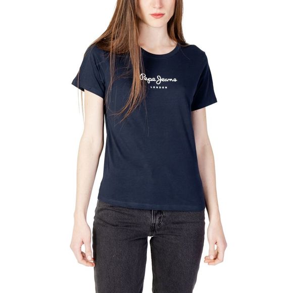 Pepe Jeans Blue Plain Short Sleeve Round Neck Womens T-Shirt
